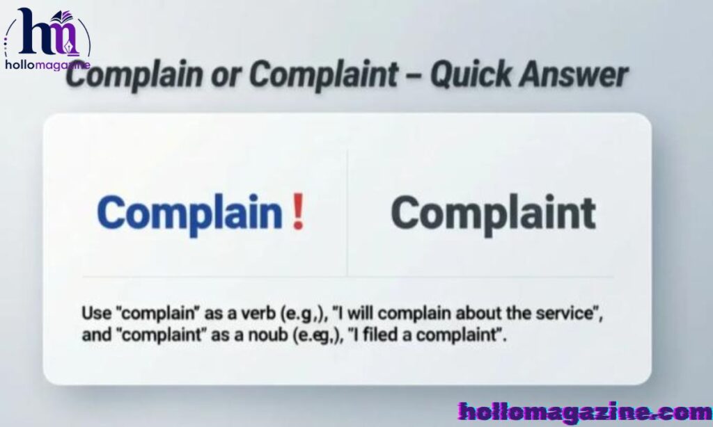 Complaint or Complain Grammar Difference