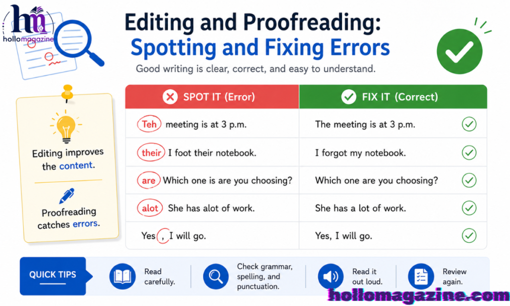 Editing and proofreading: Spotting and fixing errors