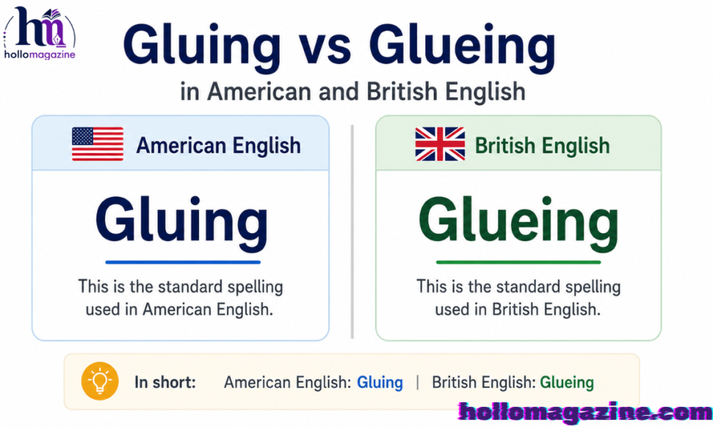 Gluing vs Glueing in American and British English