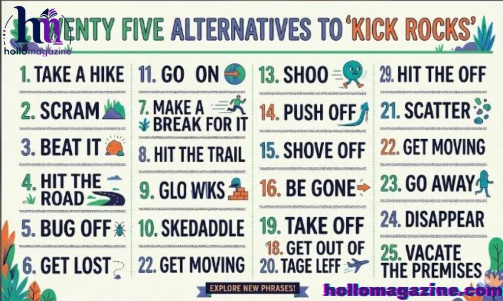 Twenty Five Alternatives to “Kick Rocks” (Organized by Tone)